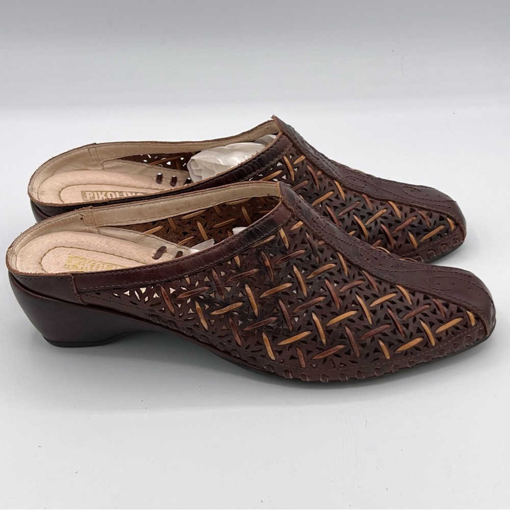 Pikolinos Brown &‎ Carmel Woven Leather Uppers, Mules, 7 New Without Box